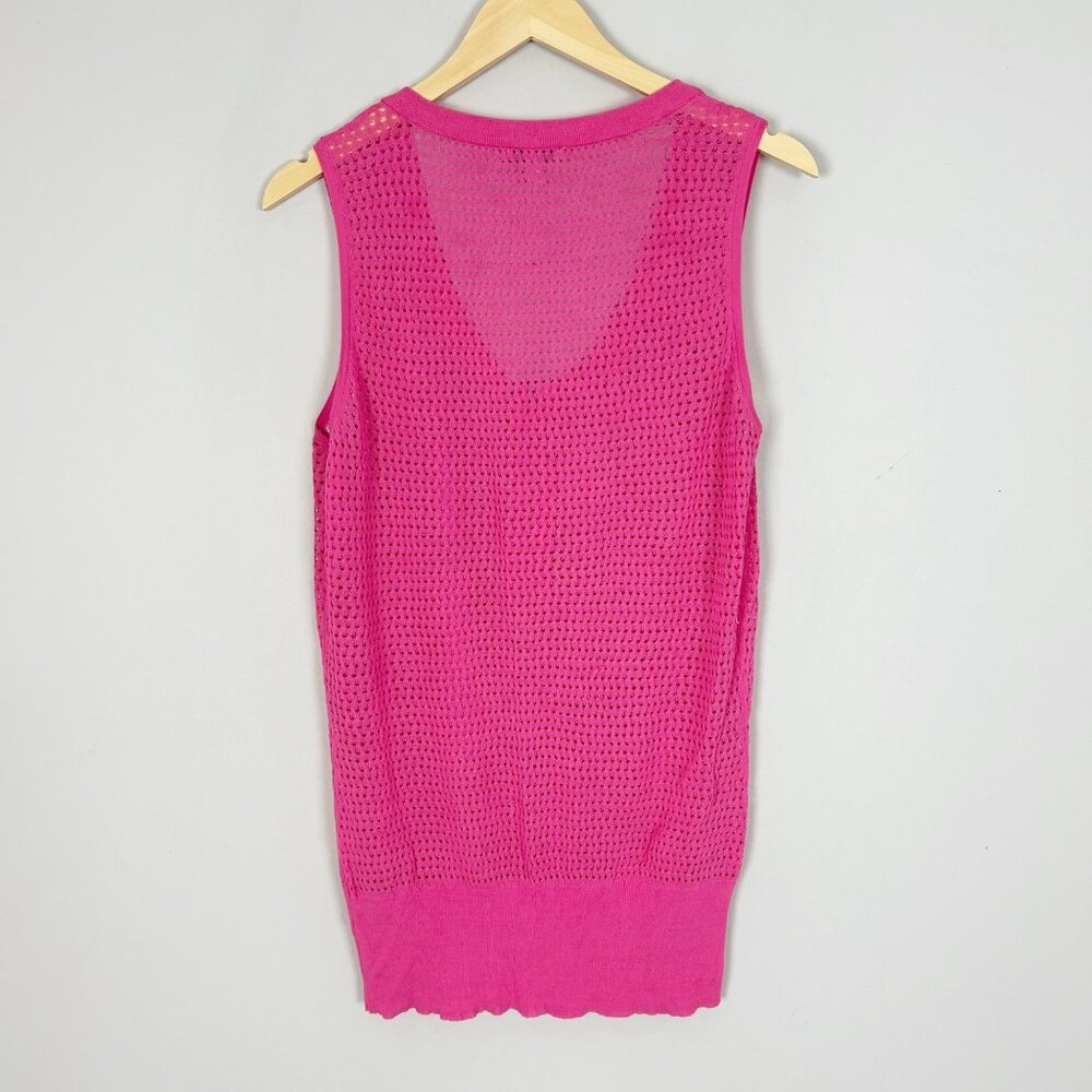 Y2K Cache Pink Mesh Sleeveless Tunic Top Sheer Lightweight Size Large Women's - Picture 4 of 5